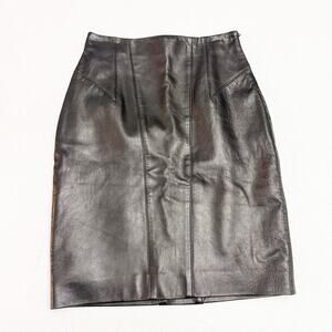 Luca Luca Black 100% Italian Leather Mini Skirt Pencil Size 6